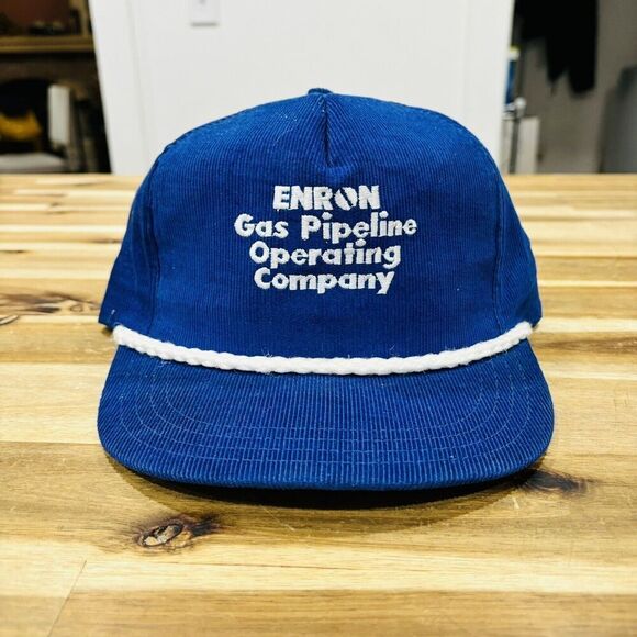 Vtg Enron Gas Pipeline Operating Company Corduroy Cap Made In USA Hat Snapback